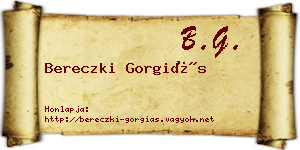 Bereczki Gorgiás névjegykártya